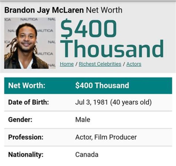 Brandon Jay McLaren Net Worth